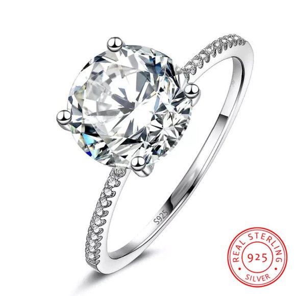 Luxury Sterling Silver Engagement Ring 3CT‎ - Picture 1 of 12
